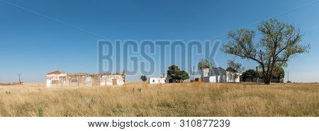 A Panorama, With Ruins And Trees, Next To The Blesbokspruit On Road R38 Between Standerton And Betha