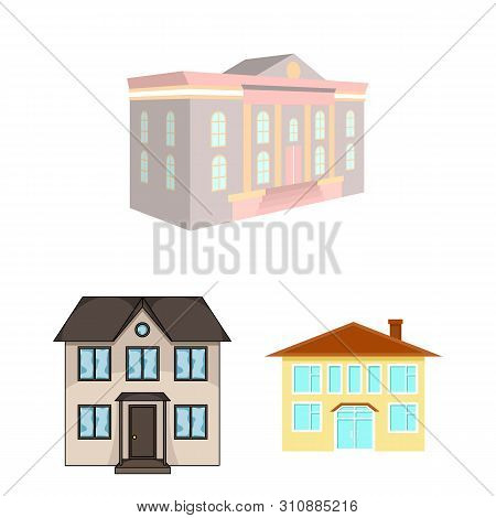 Bitmap Illustration Of Building And City Logo. Set Of Building And Modern Bitmap Icon For Stock.
