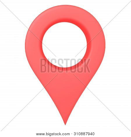 3D Rendering Of Bright Vivid Red Location Pin