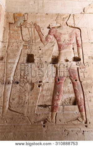 Scene From Abydos Temple In Madfuna, Egypt