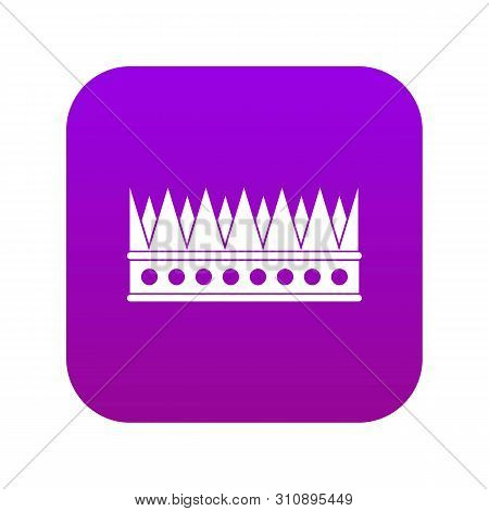 Regal Crown Icon Digital Purple For Any Design Isolated On White Vector Illustration