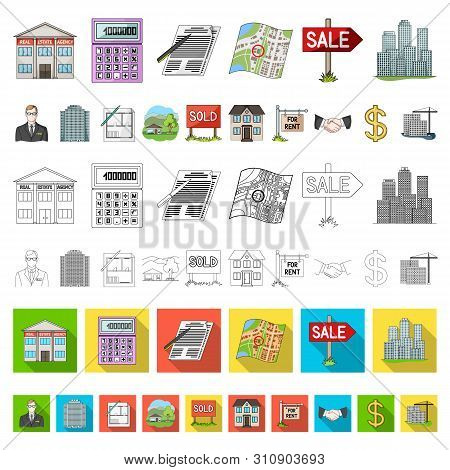 Realtor, Agency Cartoon Icons In Set Collection For Design. Buying And Selling Real Estate Bitmap Sy
