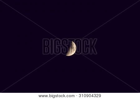 Growing Moon In The Sky At Night In Cloudless