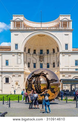 Vatican City - May 07, 2018: Sphere Within Sphere - Bronze Sculpture By Italian Sculptor Arnaldo Pom