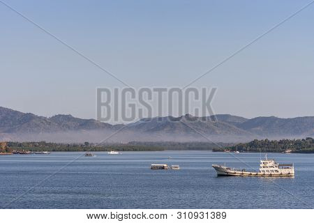 Puerto Princesa, Palawan, Philippines - March 3, 2019: The Bay In Front Of The City Shows Blue Water