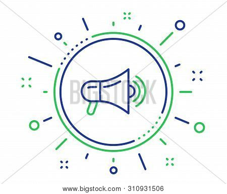 Megaphone Line Icon. Advertisement Device Symbol. Communication Sign. Quality Design Elements. Techn