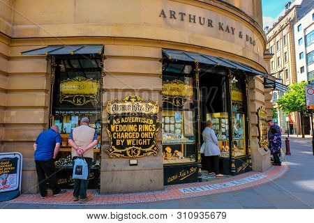Manchester, Uk - May 18 2018: Cityscape And Architecture At Manchester City Centre Where Is The Loca