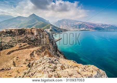 Panoramic View On Coastal City El Jebha In North Morocco By Mediterranean Sea