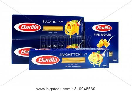 Prague, Czech Republic- July 1, 2019. Barilla is an Italian food company was founded as a bakery shop in Parma, Italy by Pietro Barilla