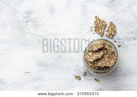 Delicious Healthy Multigrain Gluten-free Crackers, Ketogenic, From Chia Seeds, Flax, Sesame And Grou