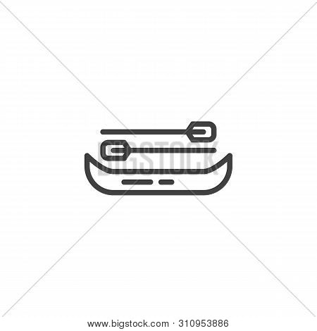Boat With Paddles Line Icon. Linear Style Sign For Mobile Concept And Web Design. Rowing Boat With O