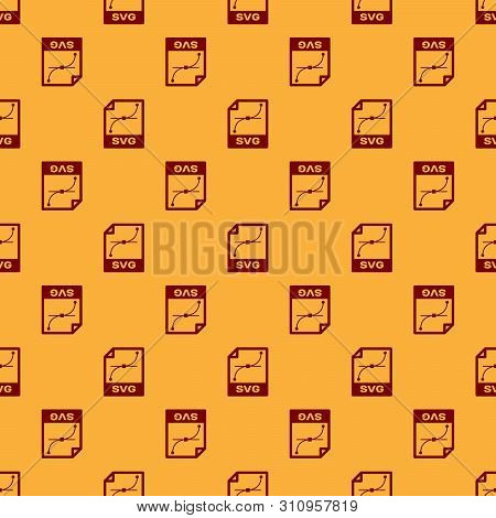 Red Svg File Document Icon. Download Svg Button Icon Isolated Seamless Pattern On Brown Background. 