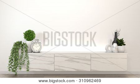 Mock Up Granite Cabinet In Modern Zen Empty Room,minimal Designs. 3D Rendering
