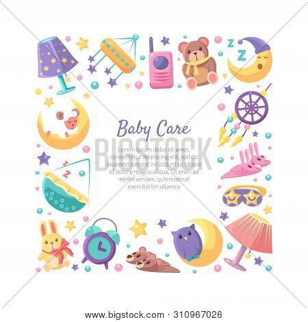 Baby Care Frame Of Square Shape With Place For Text Vector Illustration
