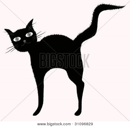 Legrační Big-eyed černá kočka s plastický osikový ocáskem