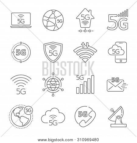 5g Technology Icons Set. 5th Generation Mobile Network, High Speed Connection Wireless Systems. Set 