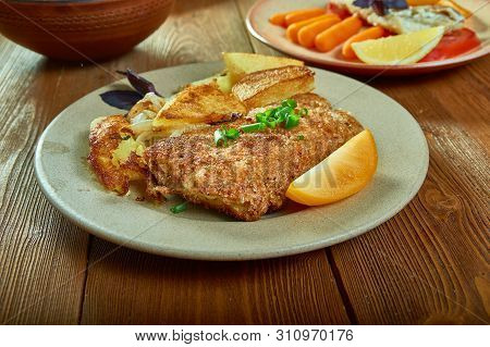 Crumbed Snapper - Cajun  Pan-fried Crumbed Fish Close Up