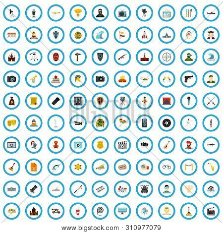 100 Film Site Icons Set In Flat Style For Any Design Illustration