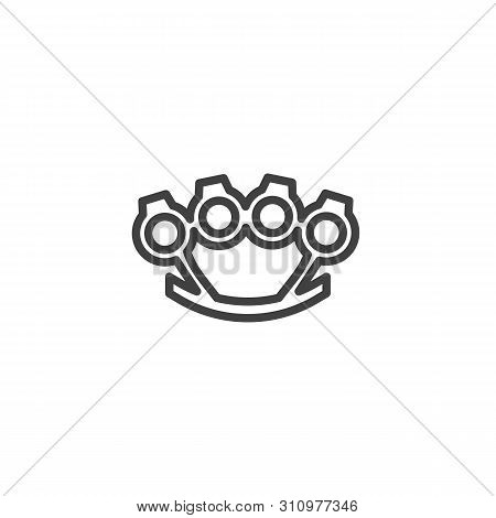 Brass Knuckles Line Icon. Linear Style Sign For Mobile Concept And Web Design. Brass Knuckle Weapon 