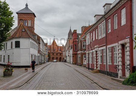 The Traditional Historic Village Of Ribe On Jutland In Denmark