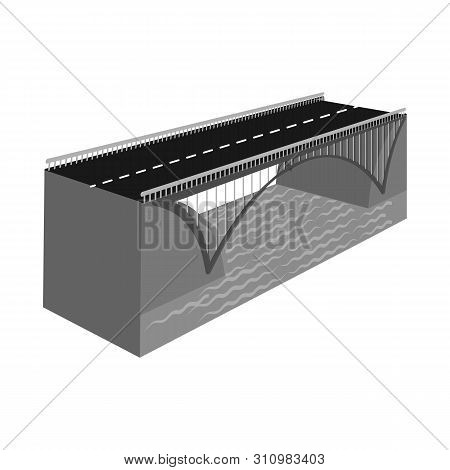 Vector Design Of Bridge And Mounted Sign. Set Of Bridge And Coast Vector Icon For Stock.