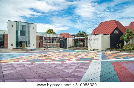 Hastings, New Zealand - January 05 2018 : View Of Hastings Library And Hastings Art Galley In Civic 