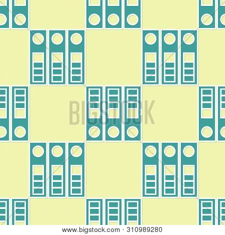 Green Office Folders With Papers And Documents Icon Isolated Seamless Pattern On Yellow Background. 