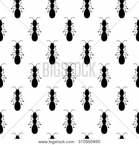 Ant Monochromic Pattern Vector Illustration. Black Ants On Light Background