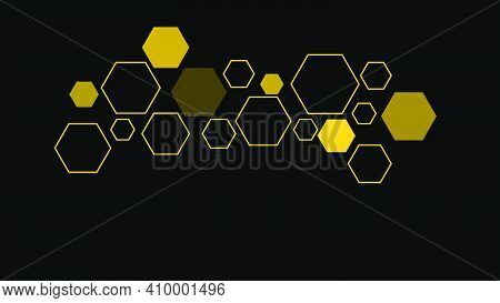 Yellow Hexagon On Dark Abstract Background Illustration