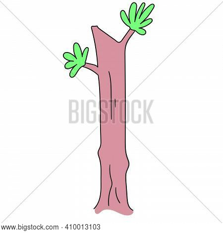 A Cut Tree Trunk. Doodle Icon Image. Cartoon Caharacter Cute Doodle Draw