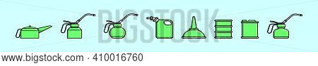 Set Of Oilcan Cartoon Icon Design Template With Various Models. Modern Vector Illustration Isolated 