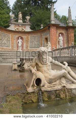 Closeup ดู Hellbrunn ปราสาทรูป (ออสเตรีย)