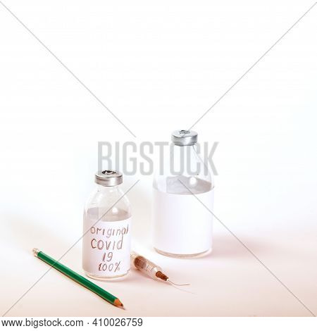 Dengerous Non Sertified Covid19 Vaccine On A White With Copy Space.