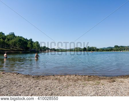Bosnia And Herzegovina - June 27, 2020: The Artificial Lake Manjača On The Plateau Manjača Near Banj