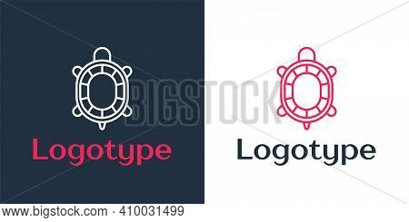 Logotype Line Turtle Icon Isolated On White Background. Logo Design Template Element. Vector