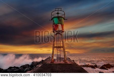Jetty And Lighthouse In Saint Pierre, La Reunion Island, Indian Ocean, April 26, 2016,  Saint Pierre