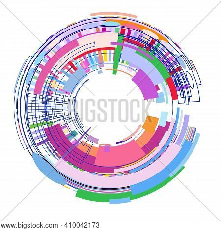 Circle With Colored Geometric Shapes On White Background