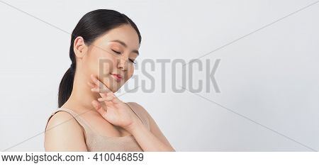 Young Asian Woman Beauty Face Make Up For Skincare Cosmetic