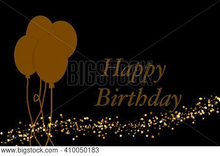 Simple Happy Birthday Greeting With Baloon And Gold Sprinkle