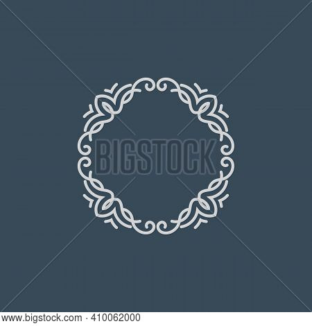 Elegant Circular Mandala Frame With Grey Bsckground