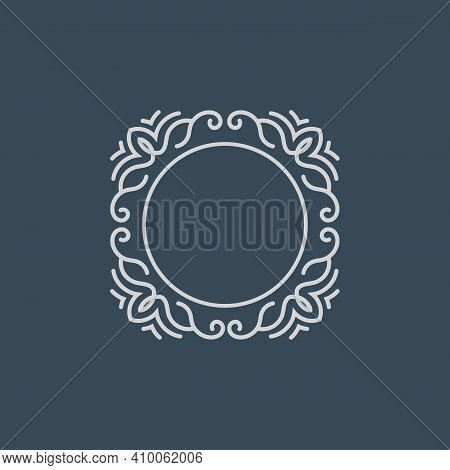 Elegant And Luxury Circular Mandala Frame With Grey Bsckground