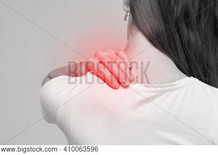 The Person Feels Pain In The Shoulder Girdle And Neck.