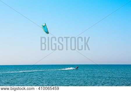 Rhodes Island, Greece - July, 26, 2019: Kitesurfers On The Prasonisi Beach - Most Femous Kitesurfing