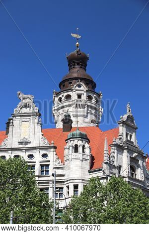 Leipzig City Hall. Architecture In Germany. New City Hall (neues Rathaus) In Historicism Architectur