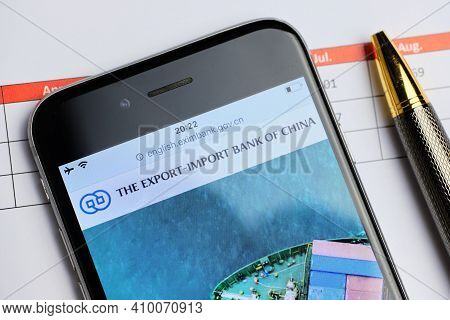 Russia, St.petersburg, 14 February 2021 Logo The Export-import Bank Of China On The Website Screen S