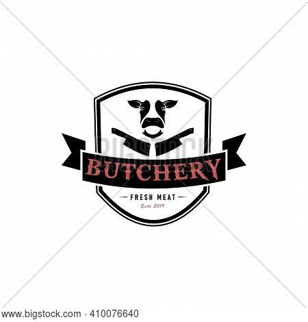 Butchery Shop Logo Design Template, Vector Illustration