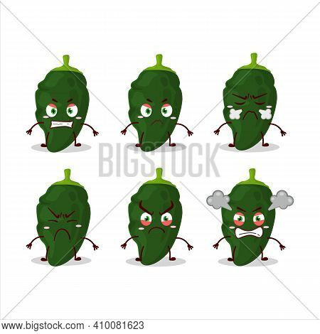 Poblano Cartoon Character With Various Angry Expressions