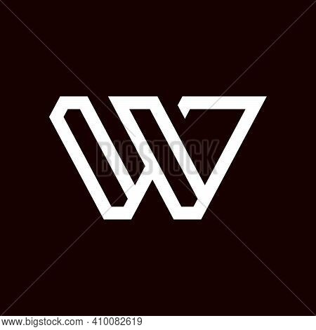 Initial Letter W Or Vv Logo Template With Geometric Straight Line Art Illustration In Flat Design Mo