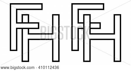Logo Sign Fh Hf Icon Sign Interlaced Letters H, F Vector Logo Hf, Fh First Capital Letters Pattern A