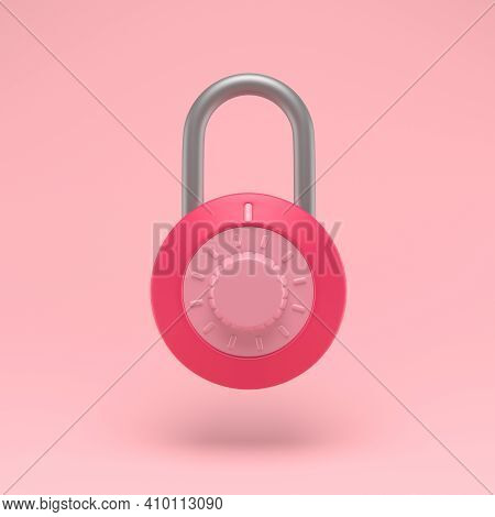 Padlock Icon Simple 3d Illustration On Pastel Abstract Background. Lock With Combination. Minimal Co